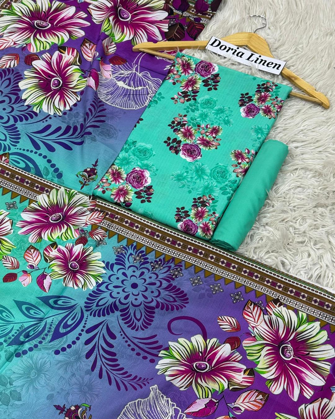 DORIA LINEN Digital Print 3pc Design D09