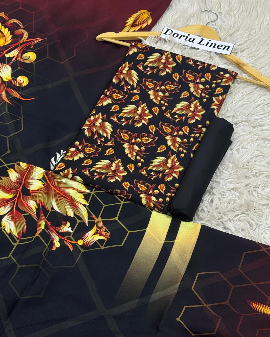 DORIA LINEN Digital Print 3pc Design D11