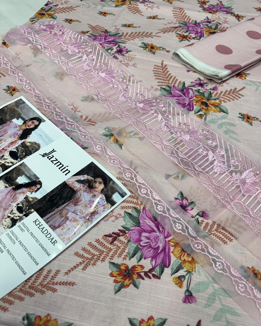 KHADDAR Digital Print 3pc With Patches Design D01