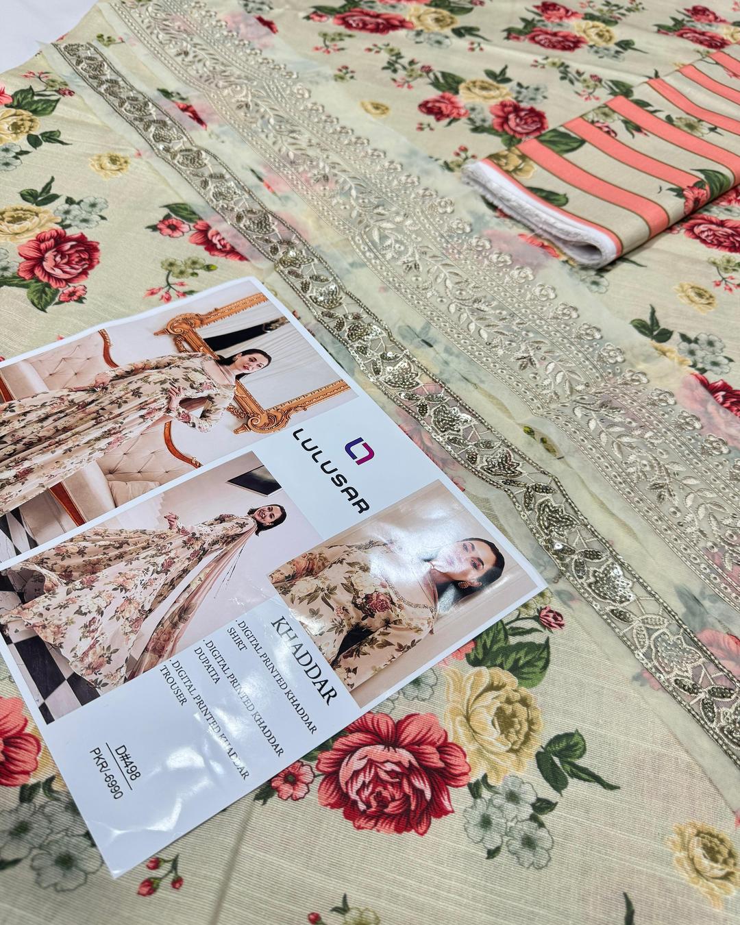 KHADDAR Digital Print 3pc With Patches Design D02