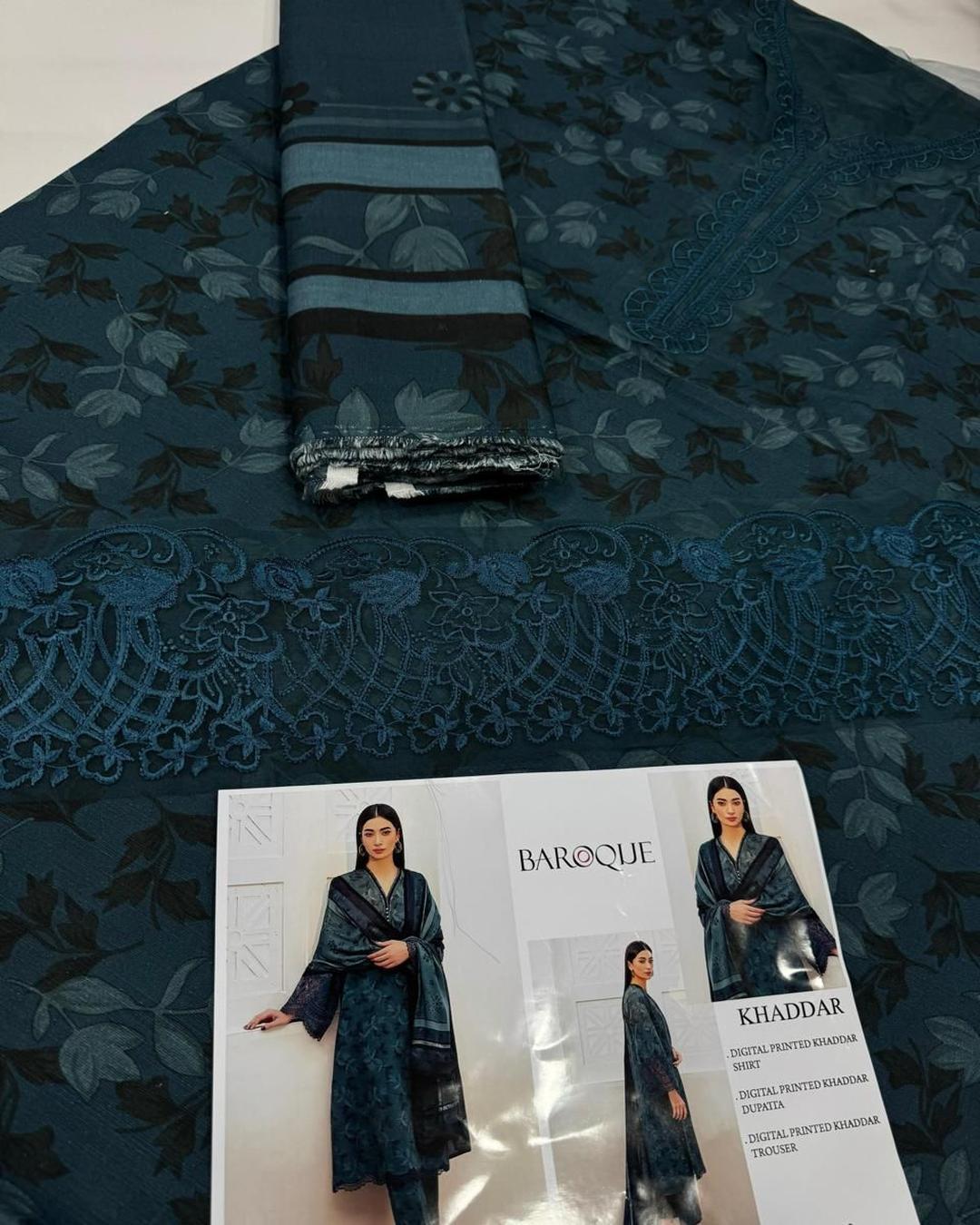 KHADDAR Digital Print 3pc With Patches Design D06