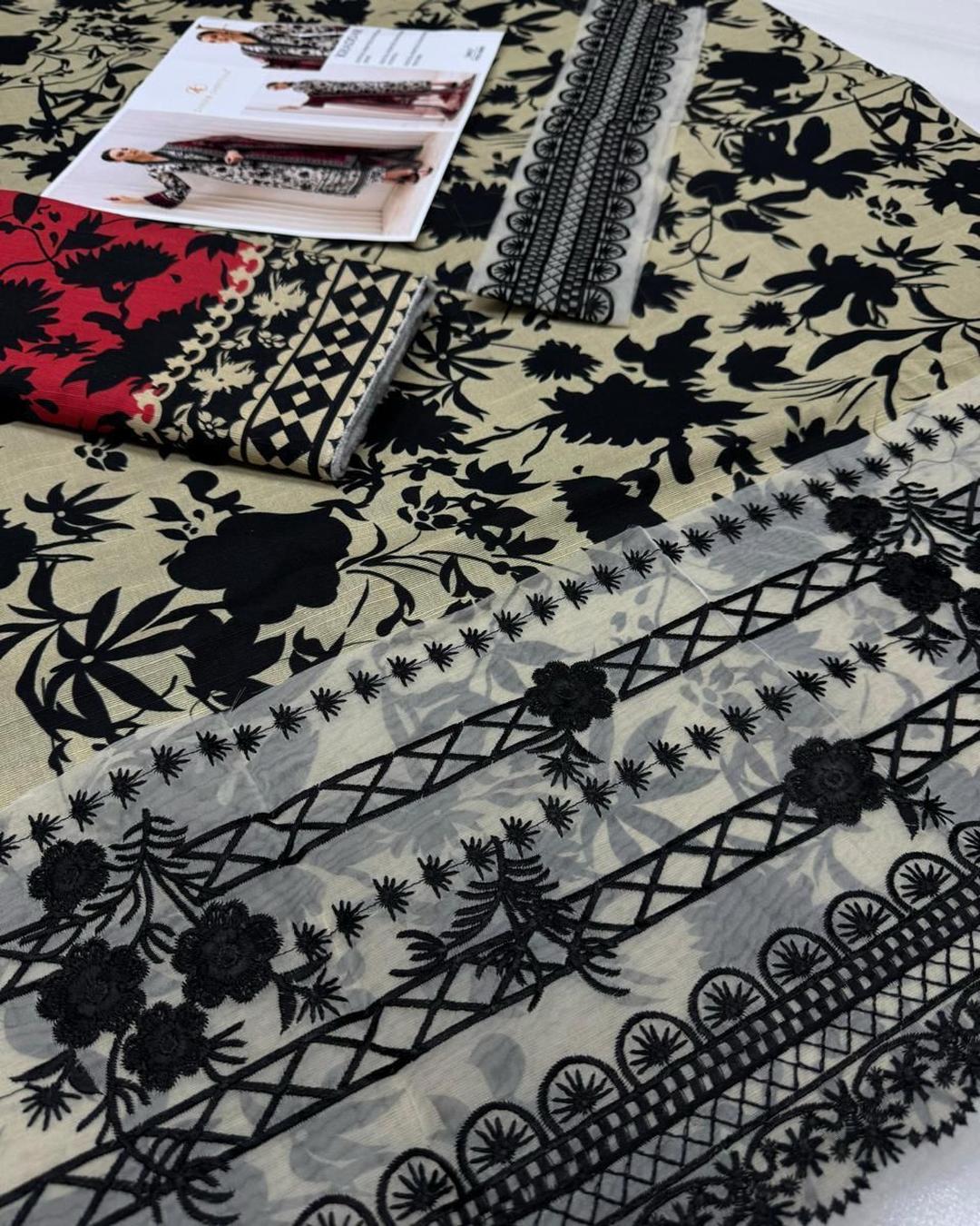 KHADDAR Digital Print 3pc With Patches Design D19