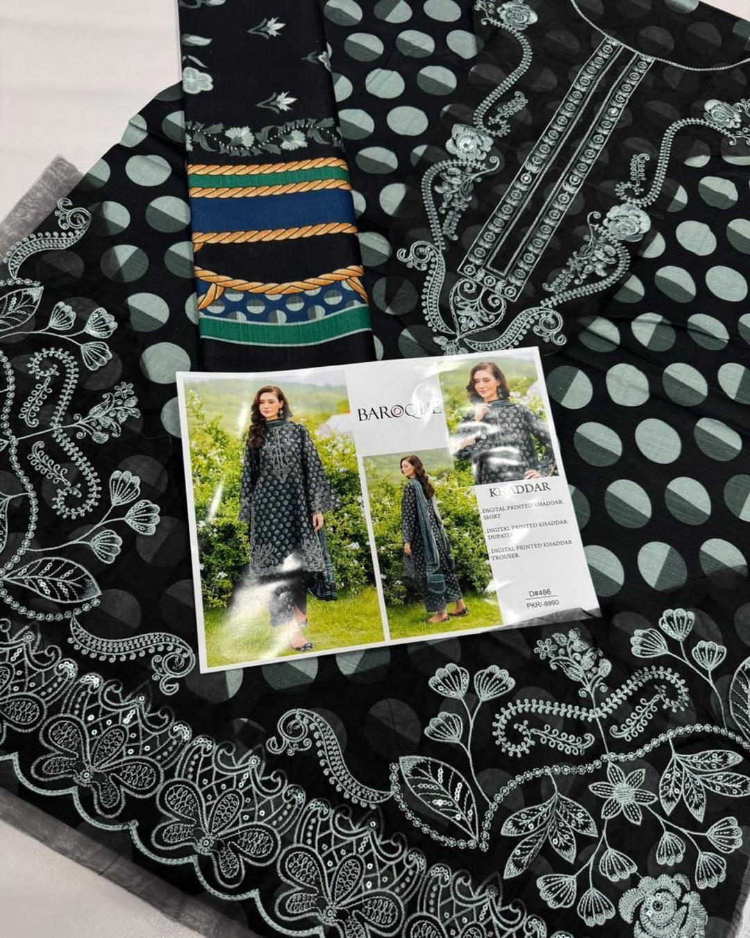 KHADDAR Digital Print 3pc With Patches Design D31