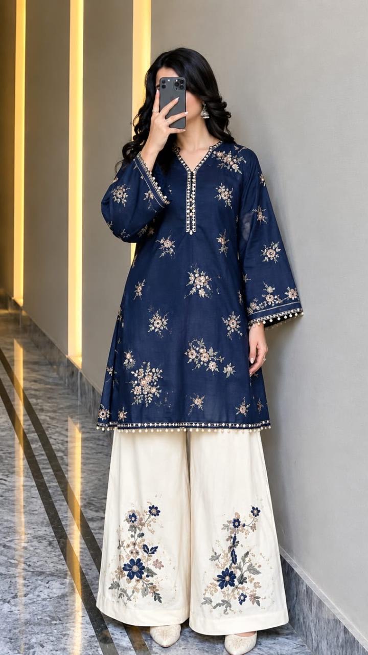 Batik Dhanak 2pc NavyBlue White D-37