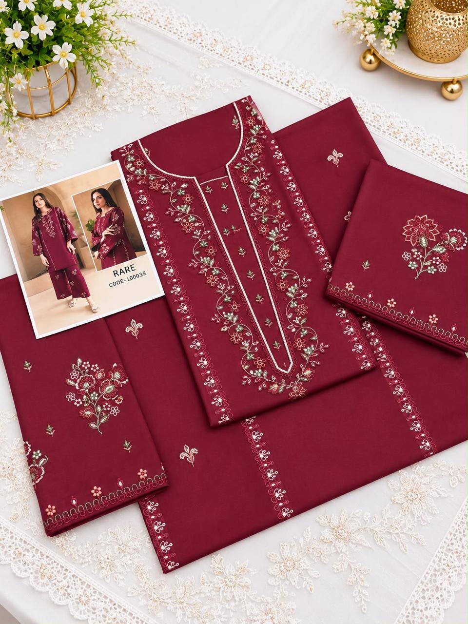 Rare Dhanak 2pc Mehroon D-35