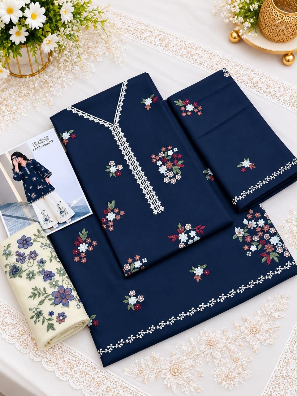 Batik Dhanak 2pc NavyBlue White D-37