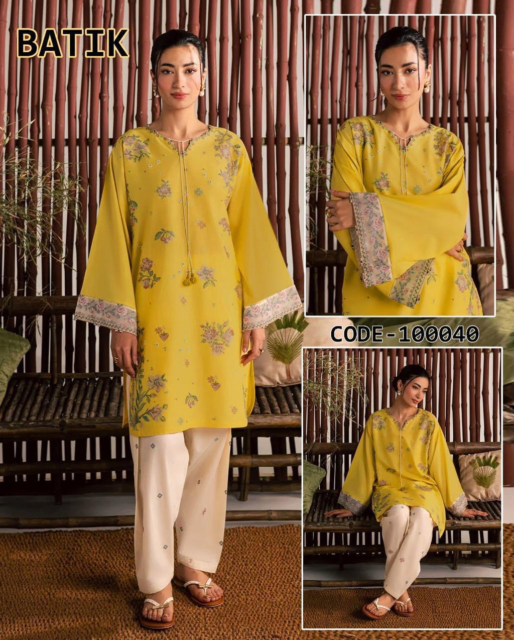 Batik Dhanak 2pc Yellow Cream D-100040