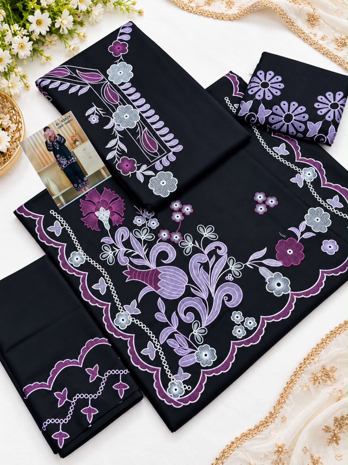 Al karim Dhanak 2pc Plum D-41