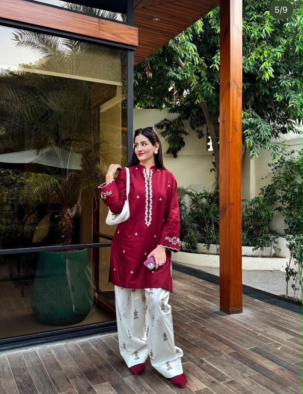 Arzo Dhanak 2pc Red White D-34