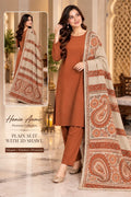 Dhanak Wool 3Pc With Jacquard velvet Patti Shawl-Orange