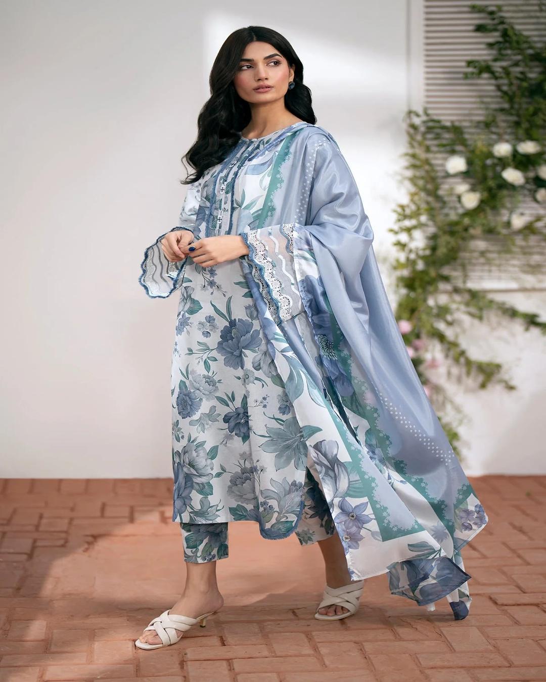 DHANAK Digital Print 3pc With Patches Design 01