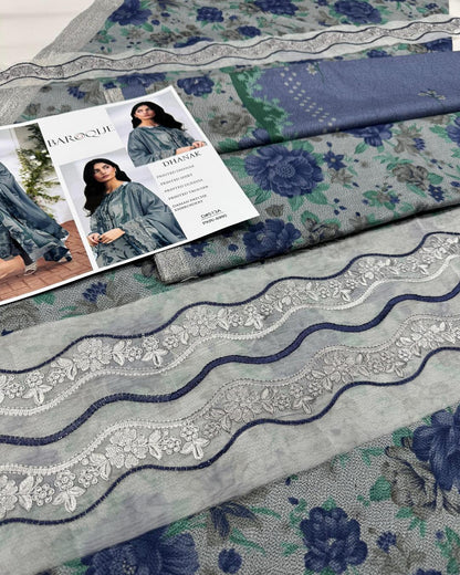 DHANAK Digital Print 3pc With Patches Design 01