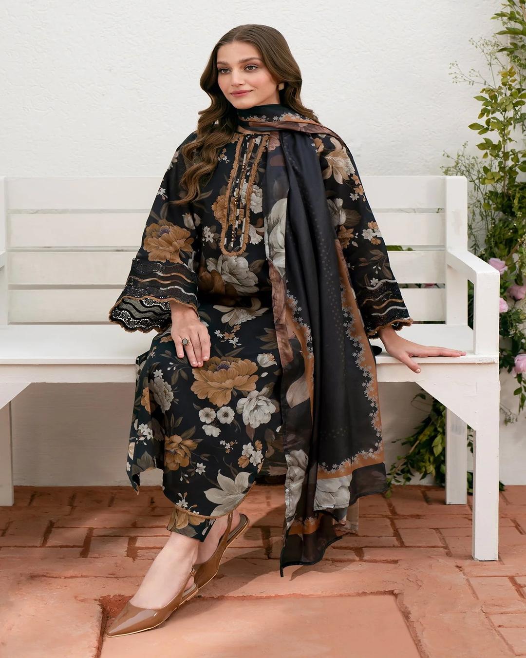 DHANAK Digital Print 3pc With Patches Design 02