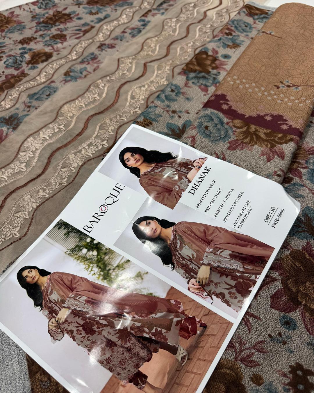 DHANAK Digital Print 3pc With Patches Design 02