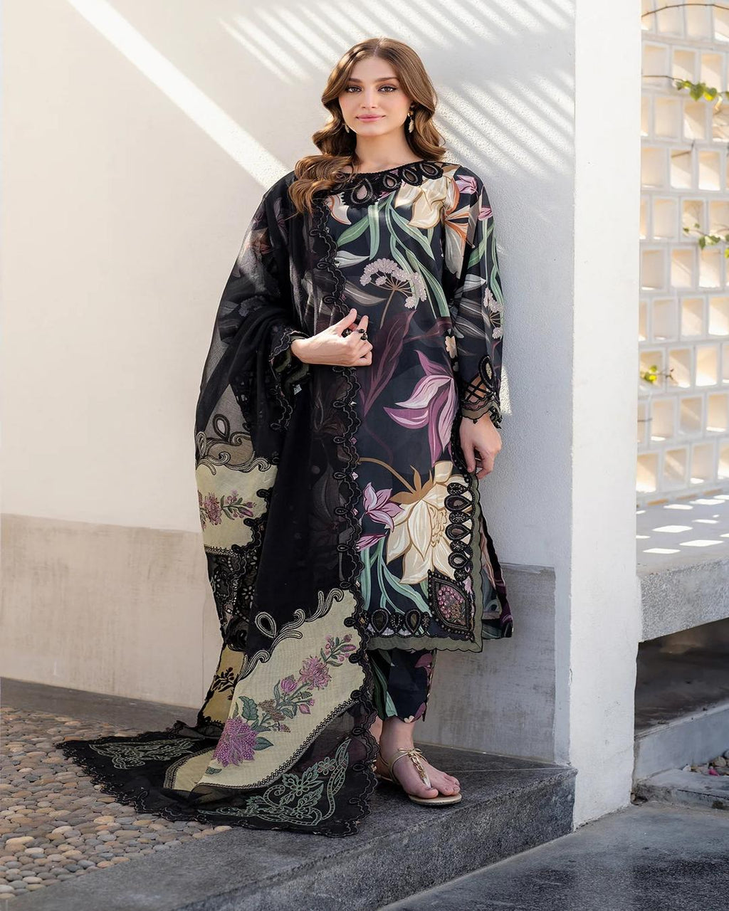 DHANAK Digital Print 3pc With Patches Design 03