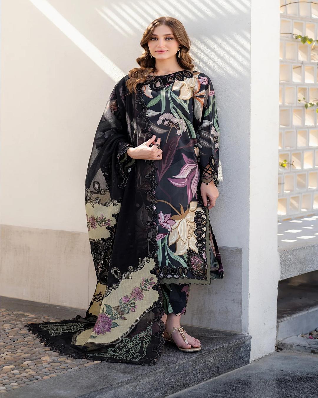DHANAK Digital Print 3pc With Patches Design 03