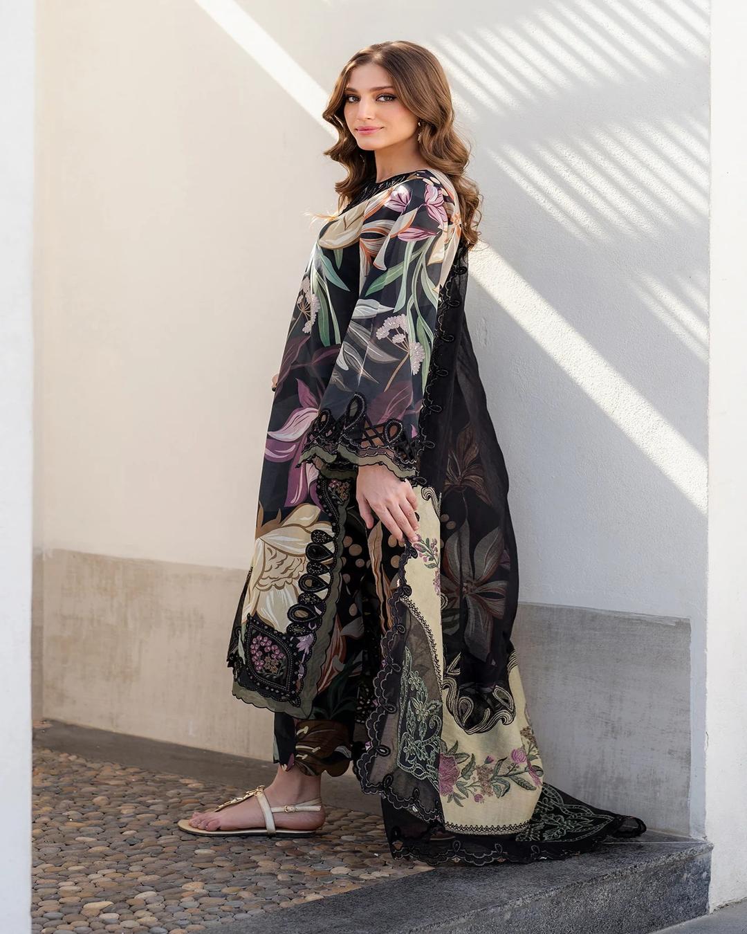 DHANAK Digital Print 3pc With Patches Design 03