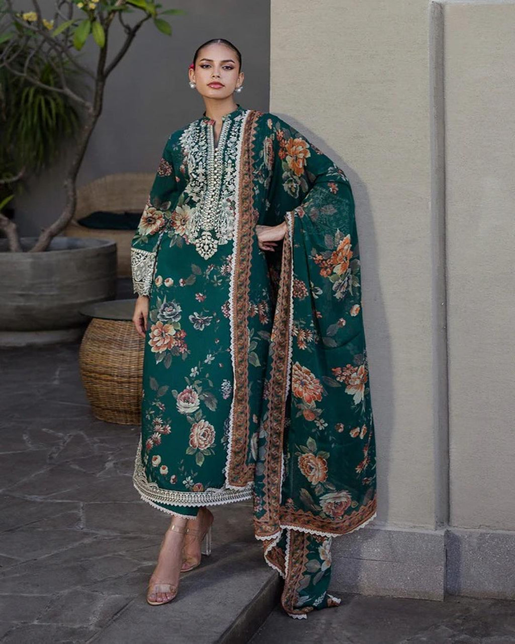 DHANAK Digital Print 3pc With Patches Design 04