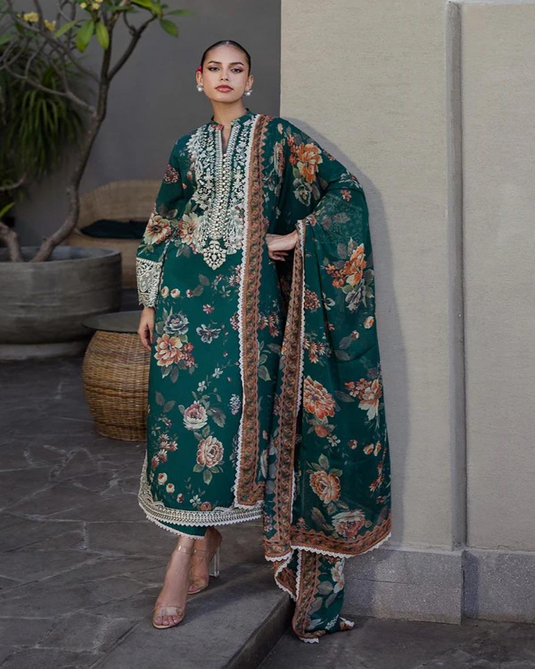 DHANAK Digital Print 3pc With Patches Design 04