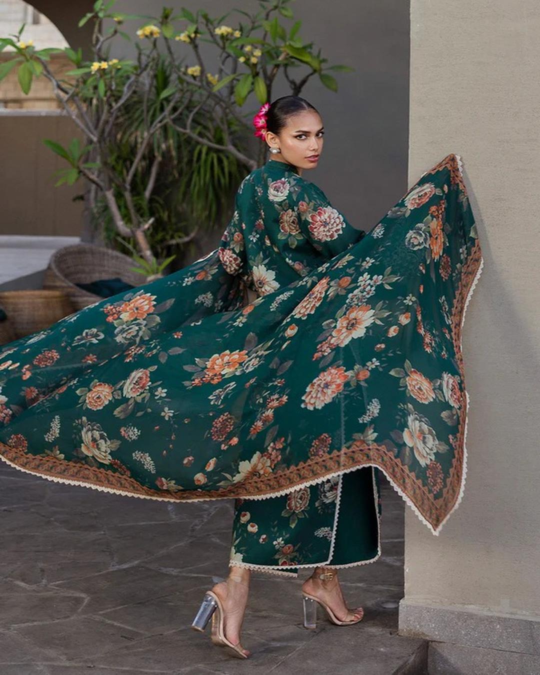 DHANAK Digital Print 3pc With Patches Design 04