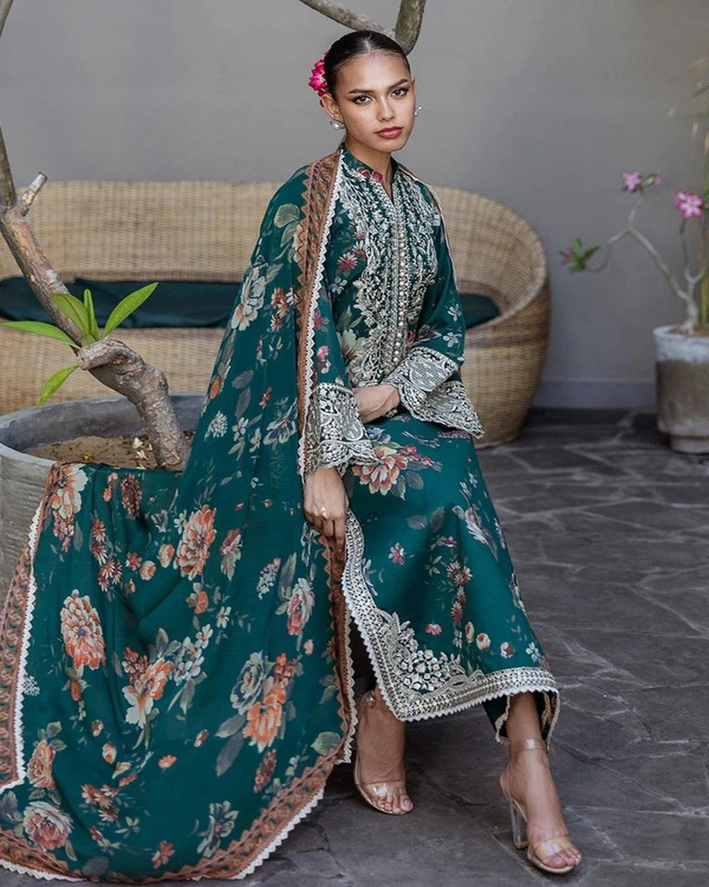 DHANAK Digital Print 3pc With Patches Design 04