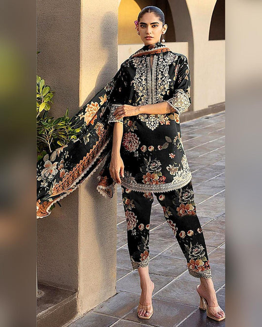 DHANAK Digital Print 3pc With Patches Design 05