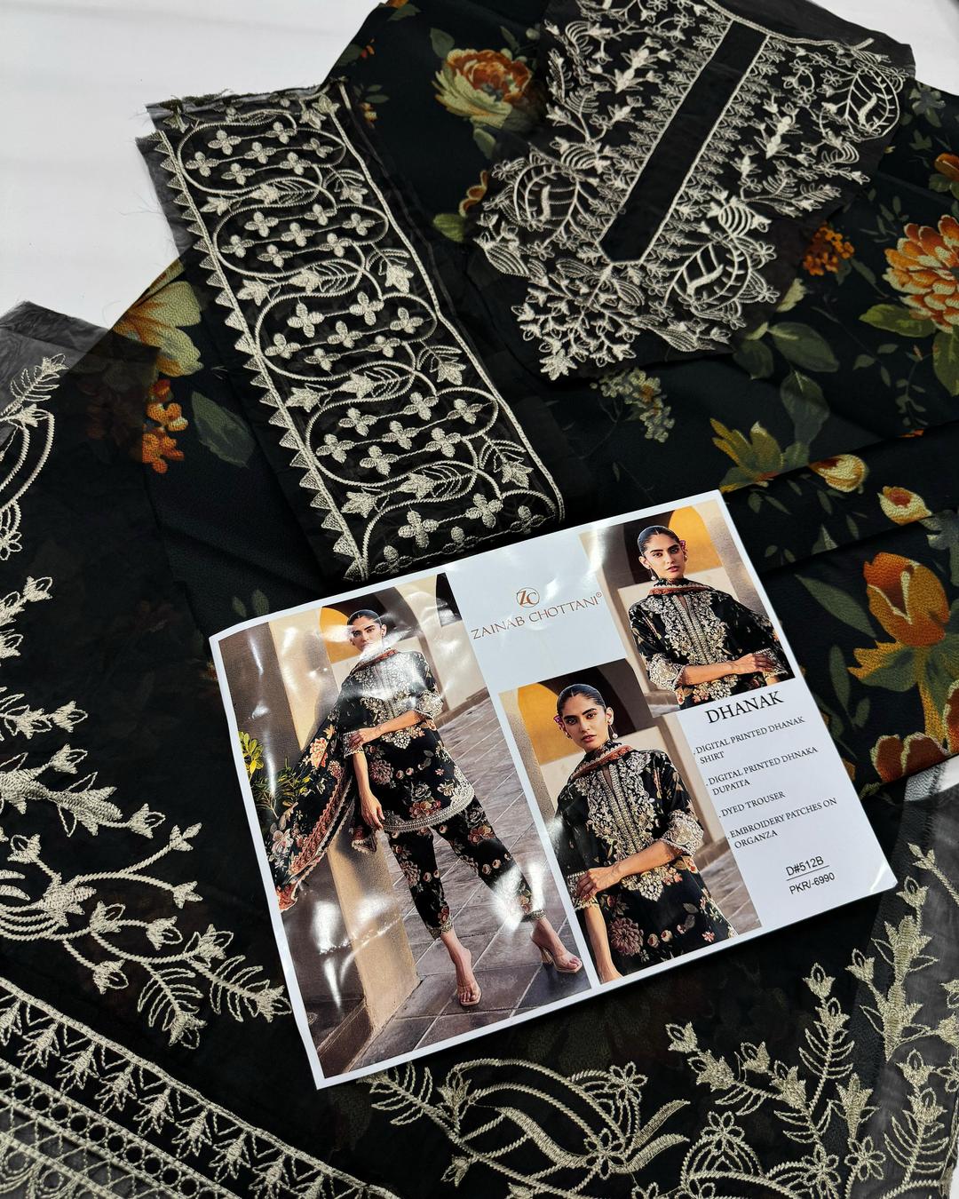 DHANAK Digital Print 3pc With Patches Design 05