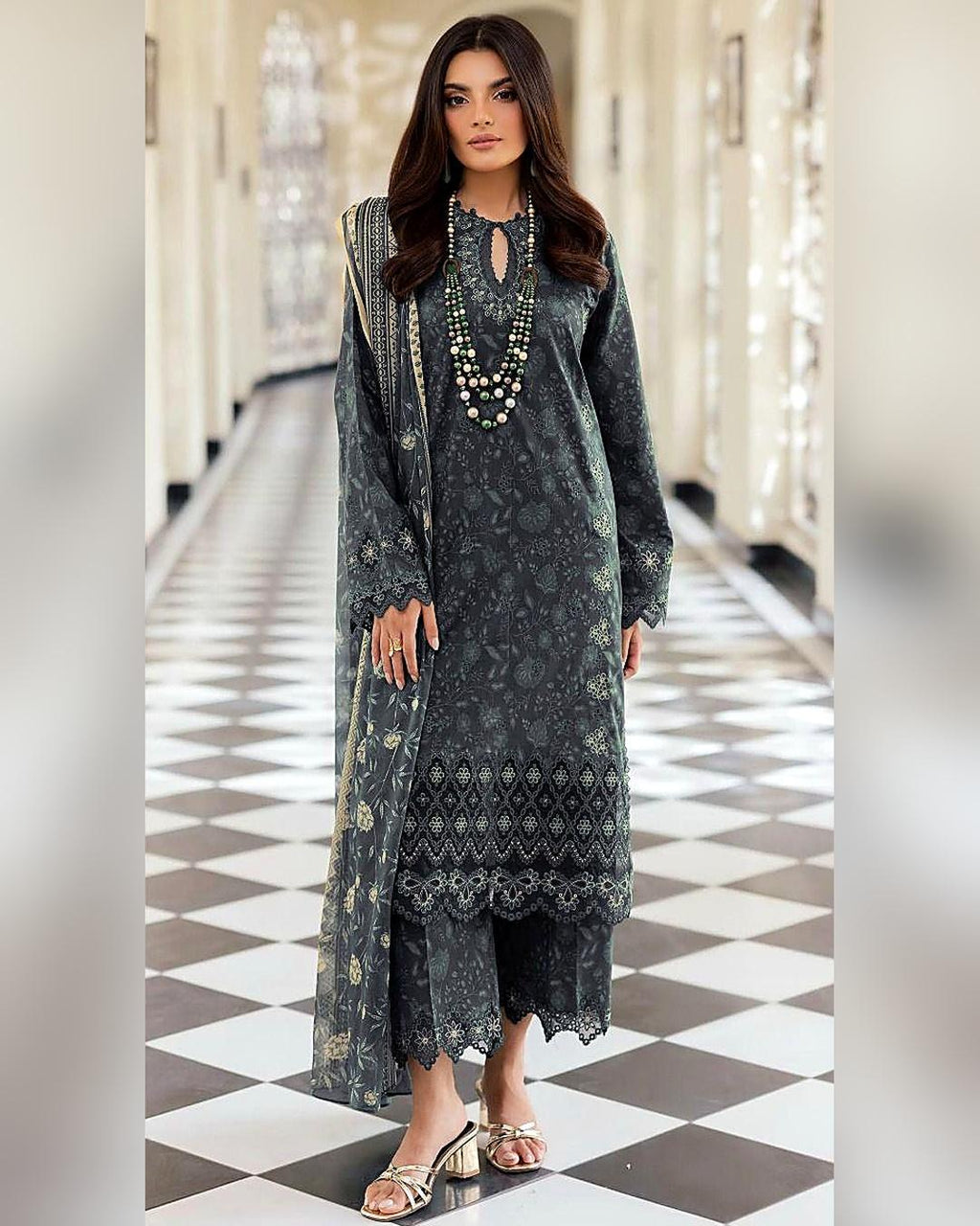 DHANAK Digital Print 3pc With Patches Design 06