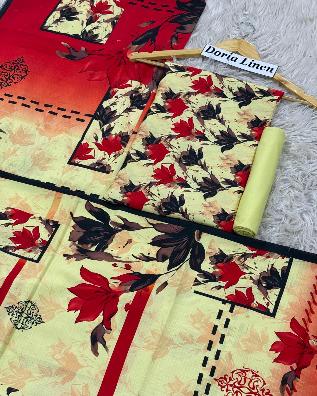 DORIA LINEN Digital Print 3pc Design D06