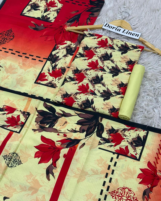 DORIA LINEN Digital Print 3pc Design D06