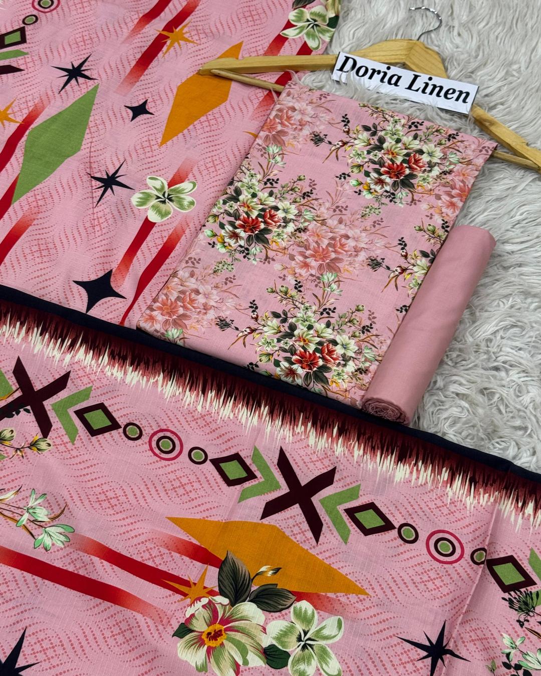 DORIA LINEN Digital Print 3pc Design D07