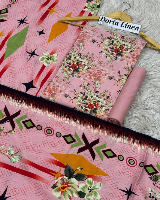 DORIA LINEN Digital Print 3pc Design D07