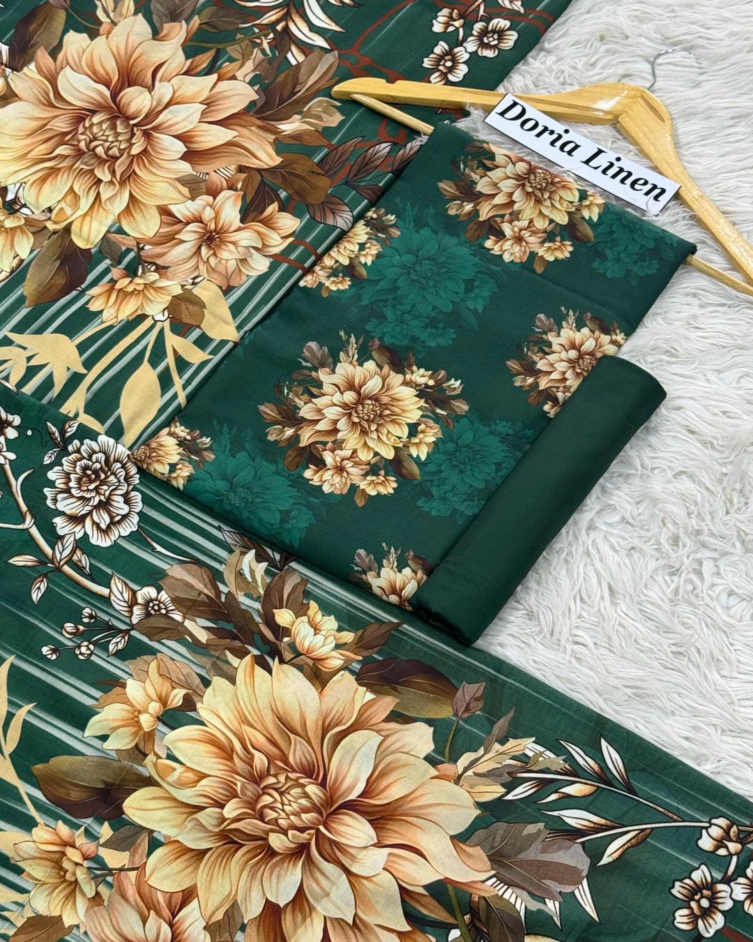 DORIA LINEN Digital Print 3pc Design D10