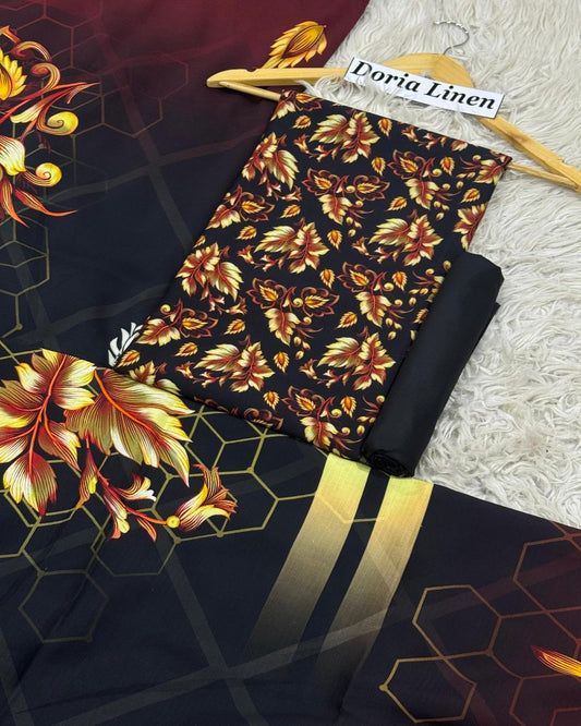 DORIA LINEN Digital Print 3pc Design D11