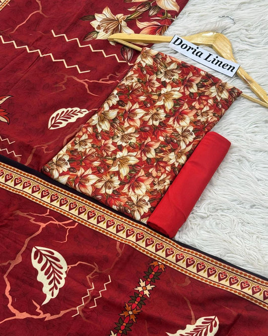 DORIA LINEN Digital Print 3pc Design D14