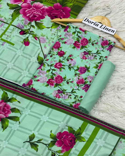 DORIA LINEN Digital Print 3pc Design D15