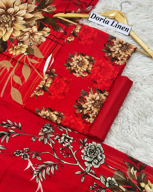 DORIA LINEN Digital Print 3pc Design D17