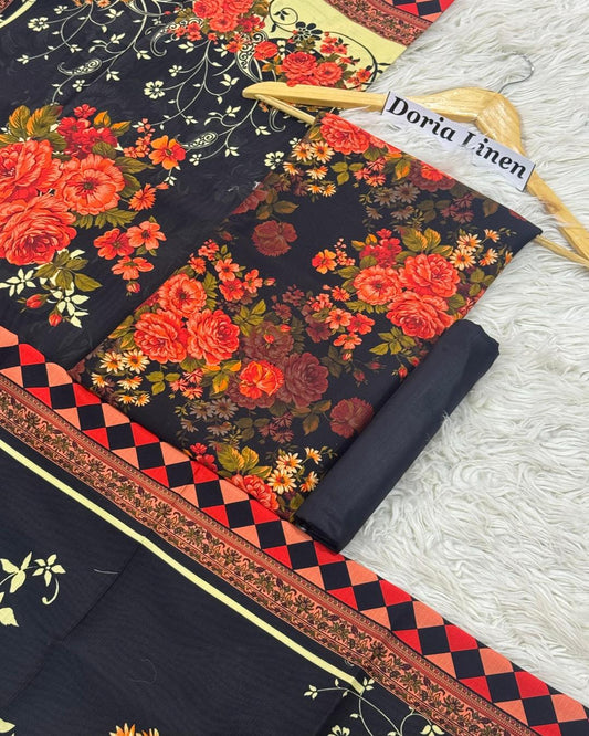 DORIA LINEN Digital Print 3pc Design D18