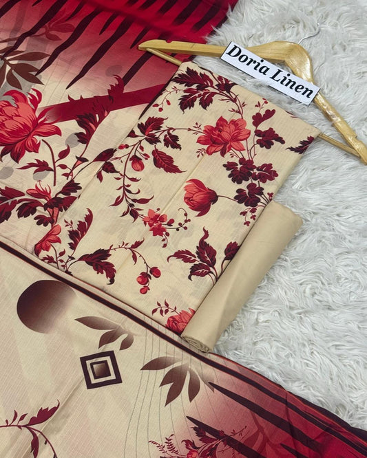 DORIA LINEN Digital Print 3pc Design D28