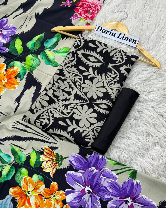 DORIA LINEN Digital Print 3pc Design D33