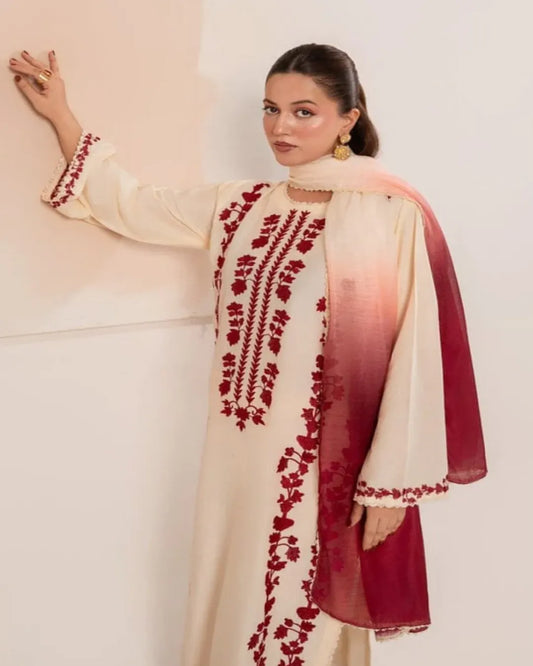 Dhanak 3PC Heavy Embroidered Design D001