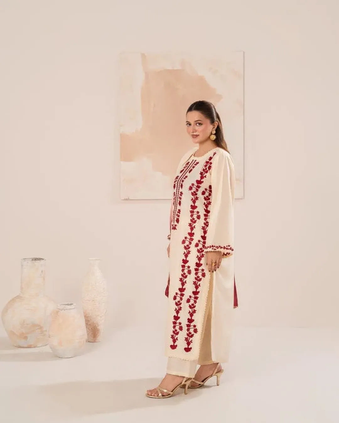 Dhanak 3PC Heavy Embroidered Design D001