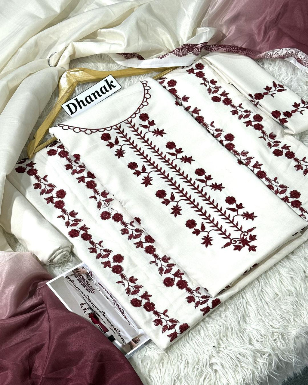 Dhanak 3PC Heavy Embroidered Design D001