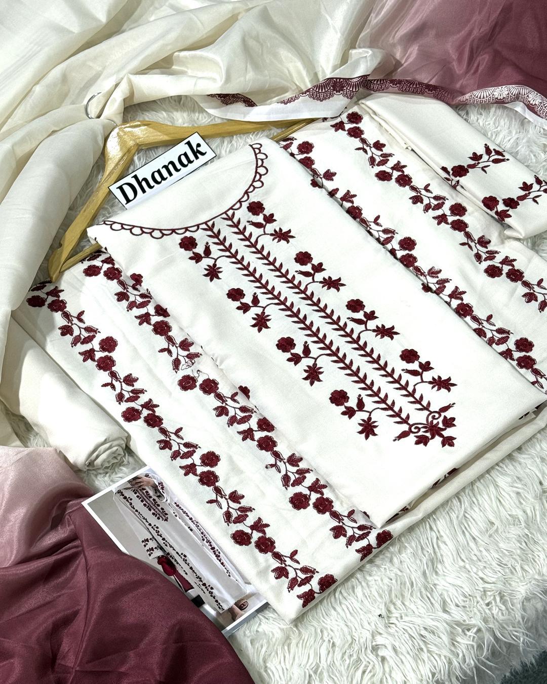 Dhanak 3PC Heavy Embroidered Design D001