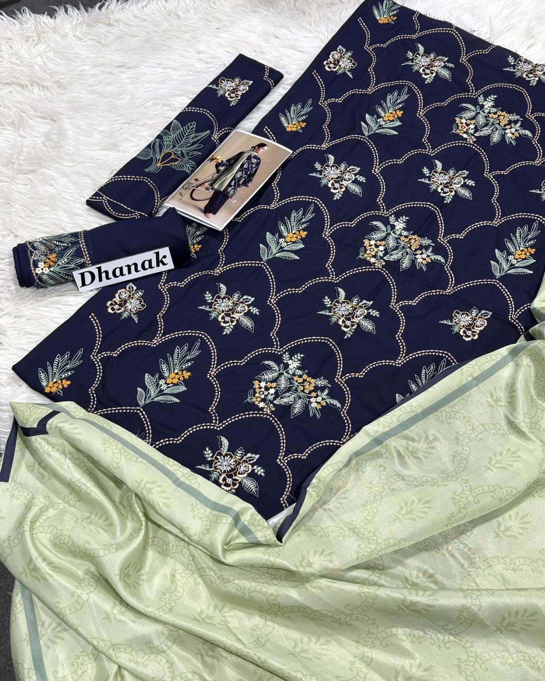 Dhanak 3PC Heavy Embroidered Design D003
