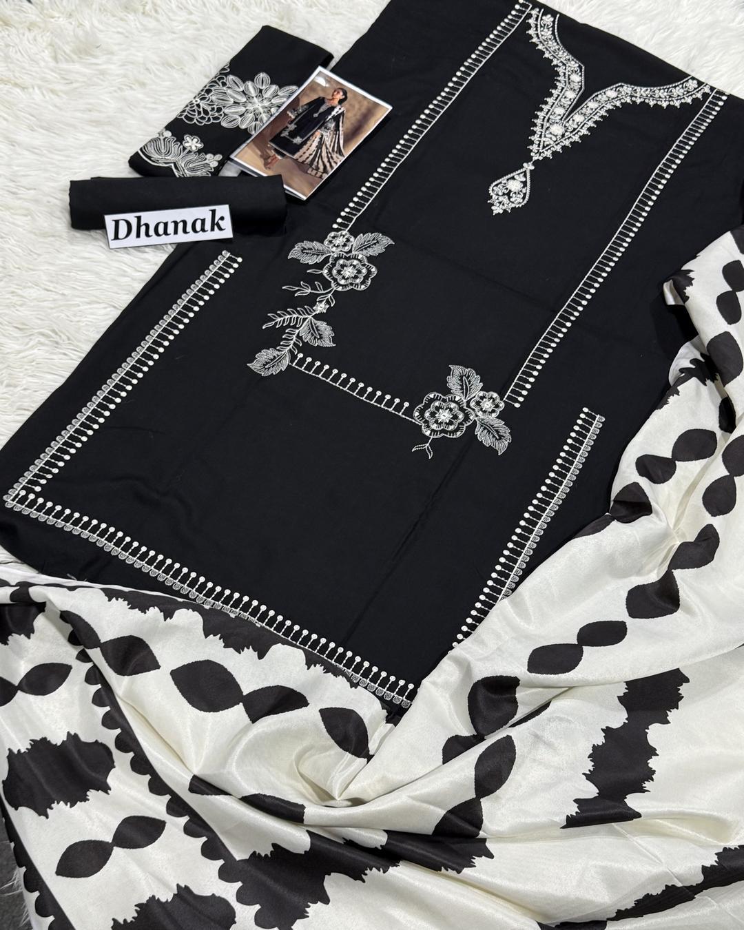Dhanak 3PC Heavy Embroidered Design D004