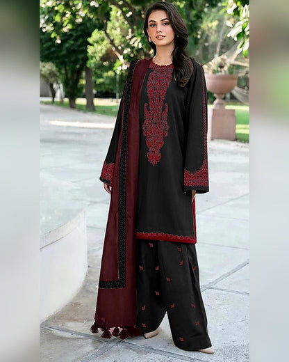Dhanak 3PC Heavy Embroidered Design D005