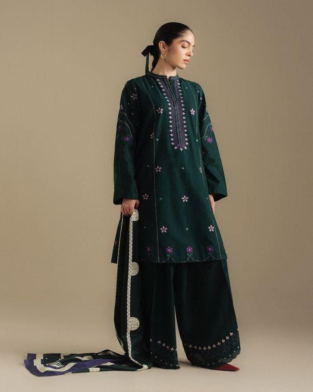 Dhanak 3PC Heavy Embroidered Design D006