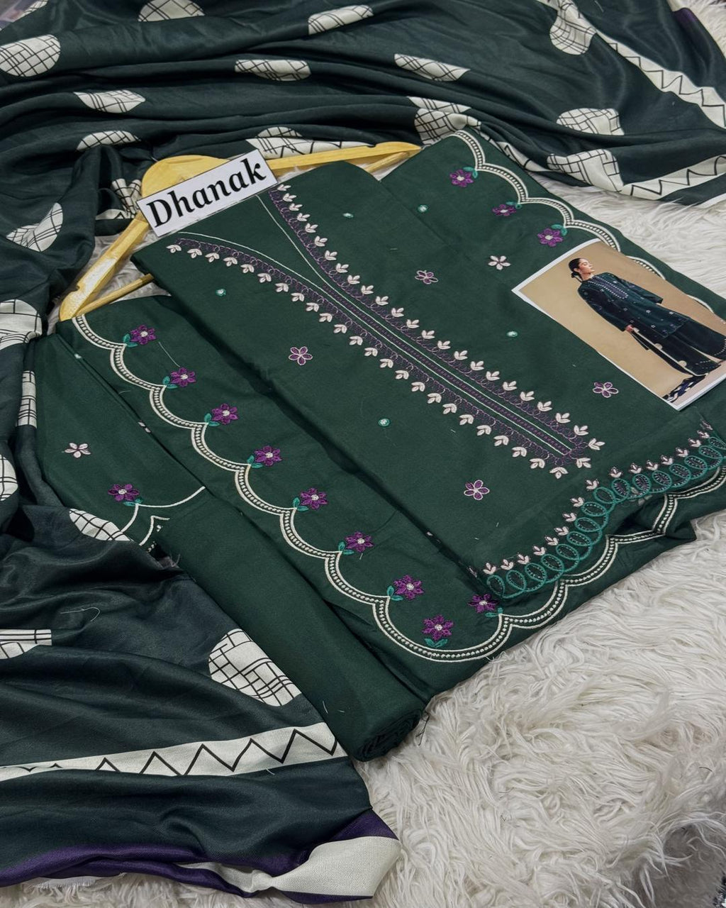 Dhanak 3PC Heavy Embroidered Design D006