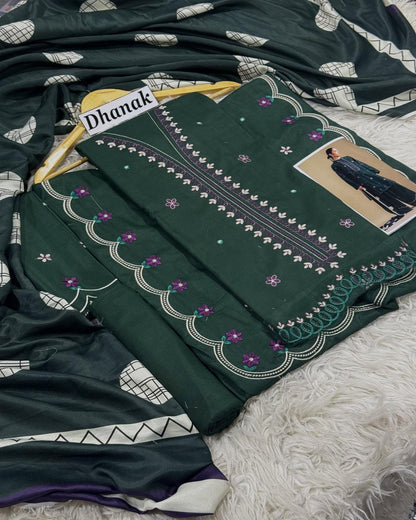 Dhanak 3PC Heavy Embroidered Design D006